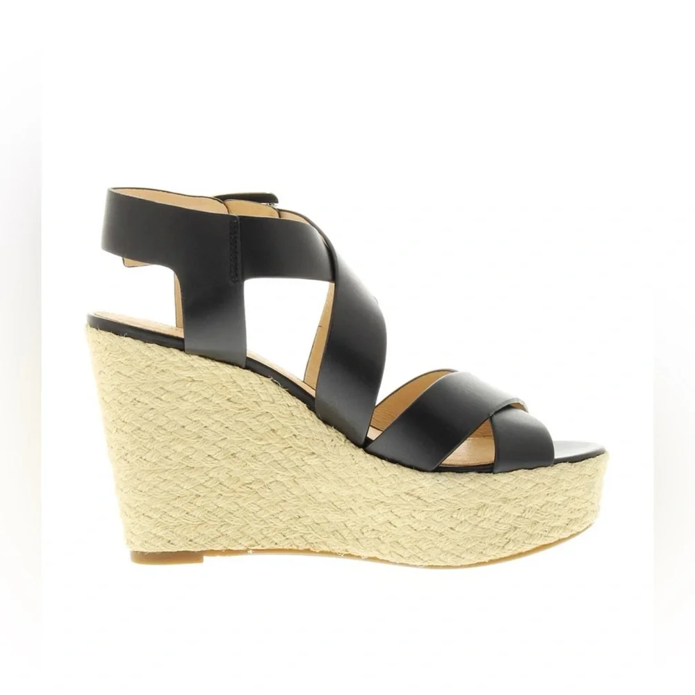 Michael Kors Celia Wedge Sandals - Black/Silver - US 9 - Picture 3 of 7